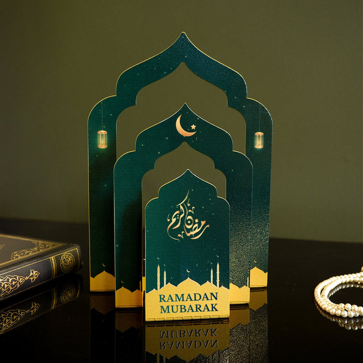 Ramadan Mubarak Written Metal Candleholder and Quran Holder - WAMH222