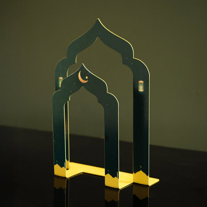 Ramadan Mubarak Written Metal Candleholder and Quran Holder - WAMH222