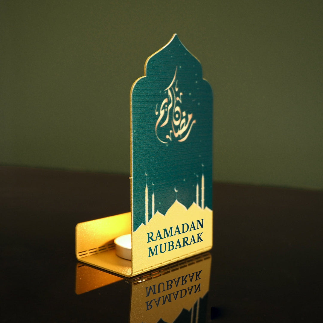 Ramadan Mubarak Written Metal Candleholder and Quran Holder - WAMH222