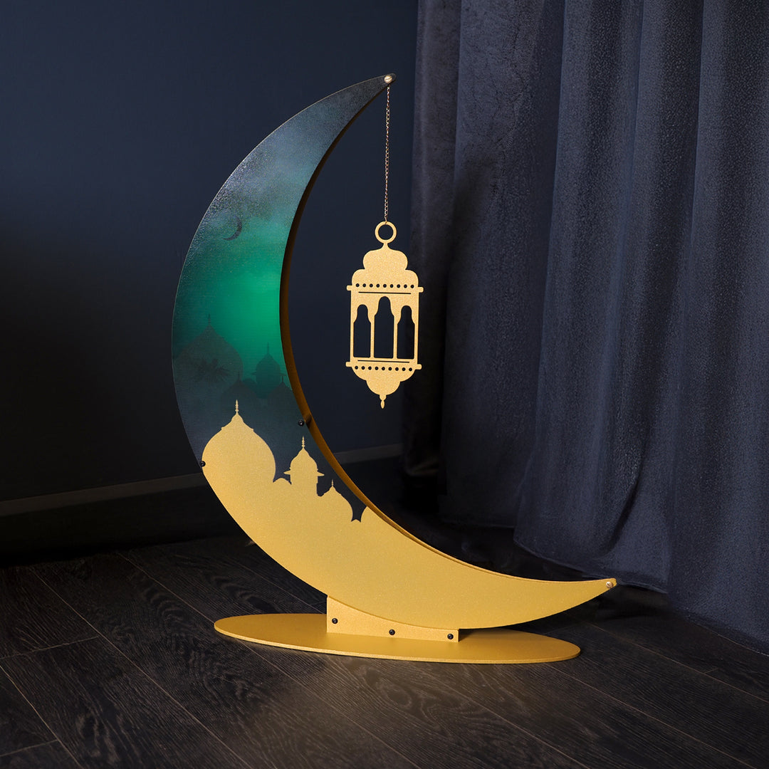 68 cm 3D Colorful Metal Ramadan Moon - WAMH227
