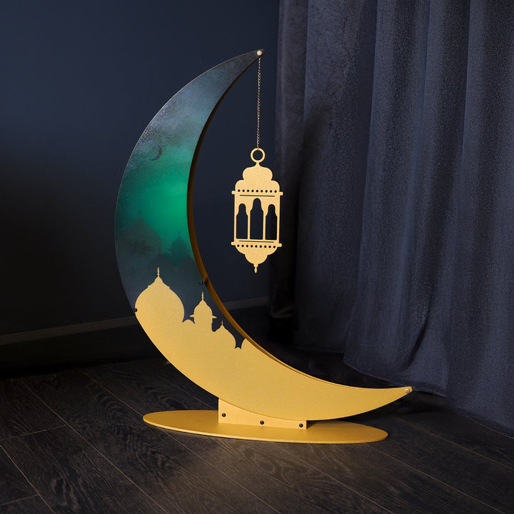 68 cm 3D Colorful Metal Ramadan Moon - WAMH227