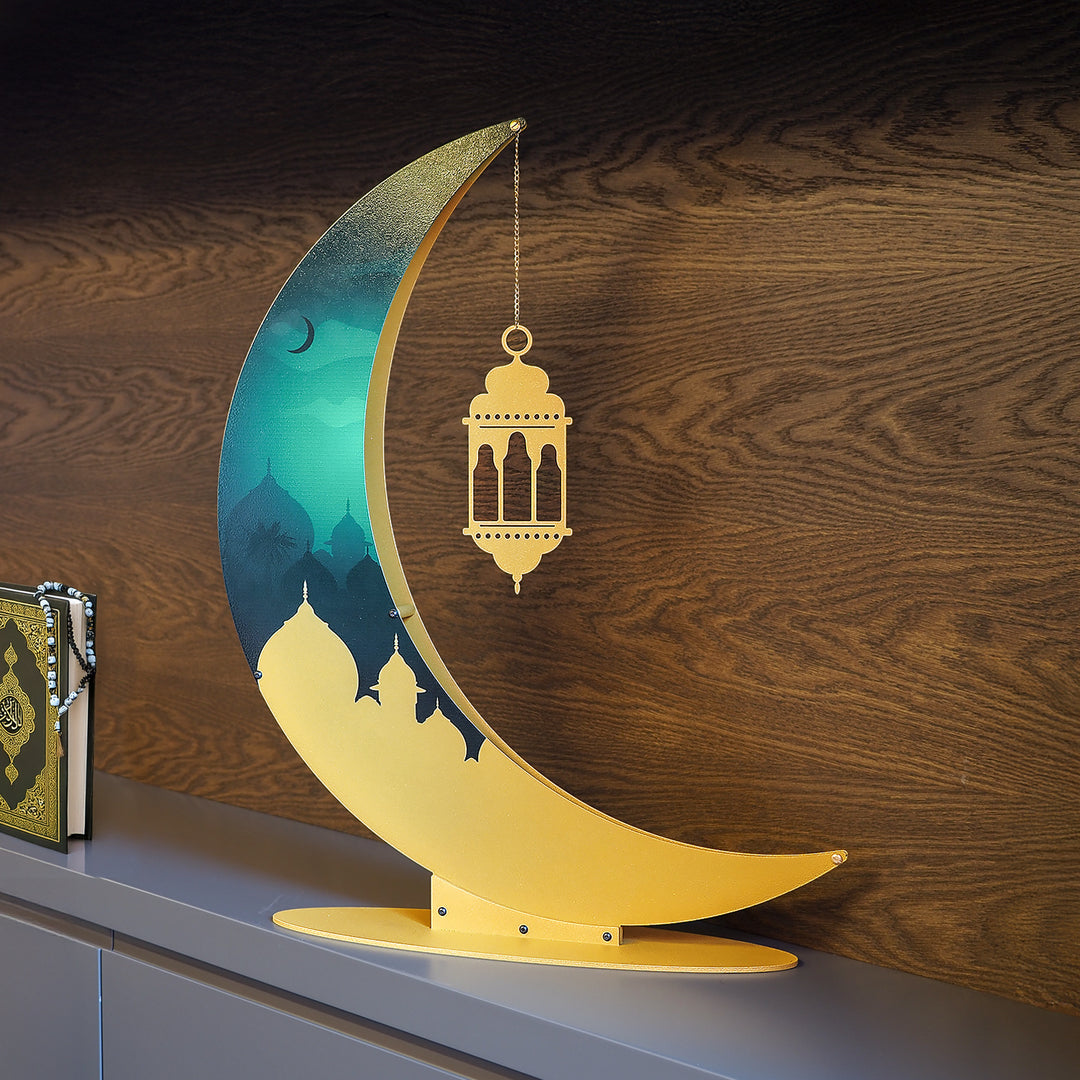 68 cm 3D Colorful Metal Ramadan Moon - WAMH227
