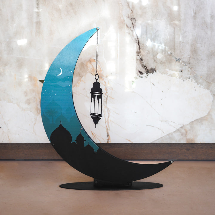 68 cm 3D Colorful Metal Ramadan Moon - WAMH227