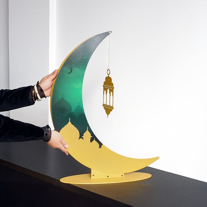 68 cm 3D Colorful Metal Ramadan Moon - WAMH227