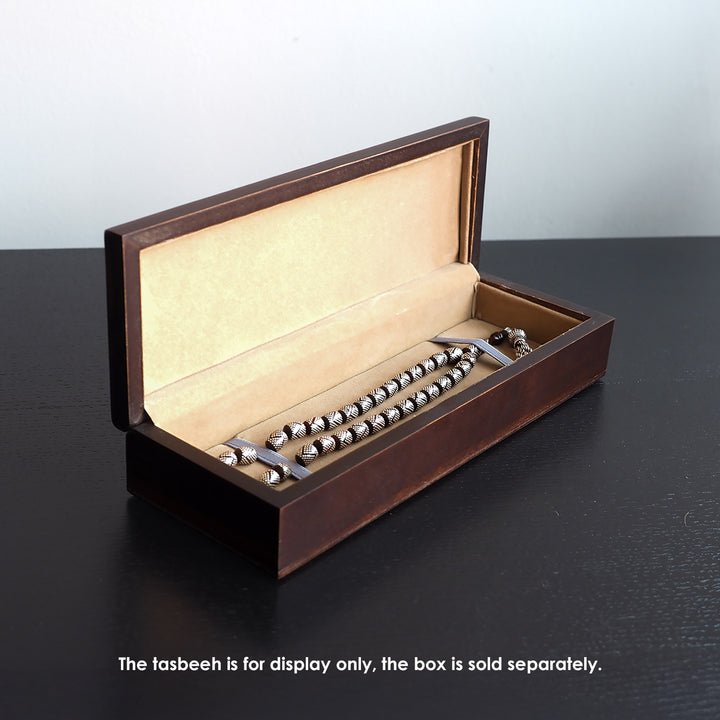 Exclusive Silver Inlaid Wooden Tasbeeh Box  – WAP018