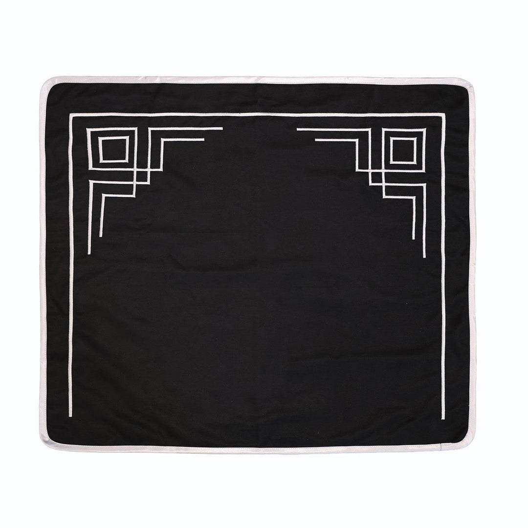 Embroidered Velvet Half Prayer Mat with Carrying Pouch - WAS050