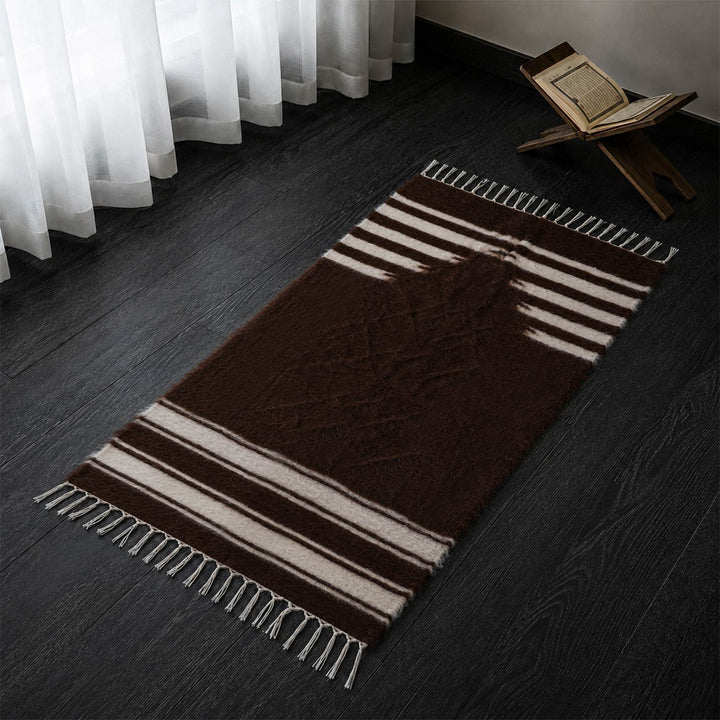 Handwoven Brown Siirt Mohair Islamic Prayer Rug - WAS054