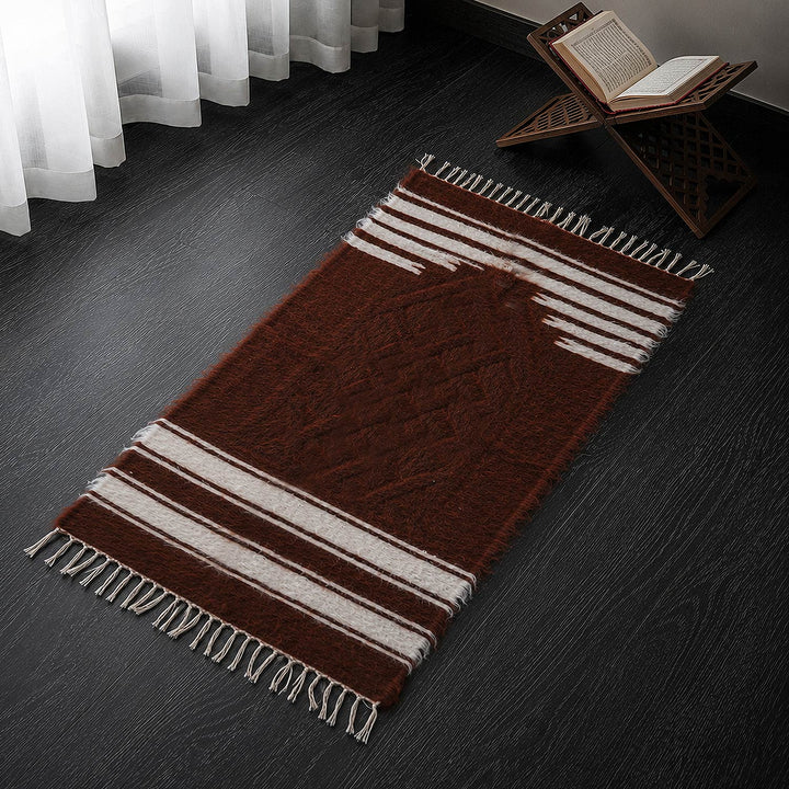Handwoven Burgundy Siirt Mohair Islamic Prayer Rug - WAS055