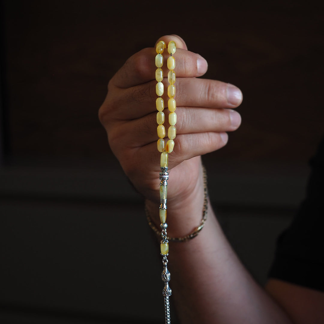 Raw Baltic Amber Silver Tasbeeh – WATD032