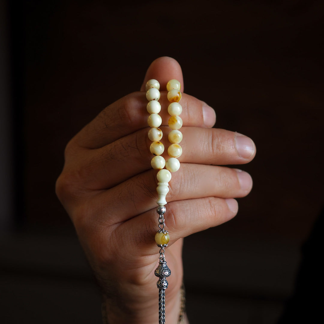 Raw Baltic Amber Tasbeeh Silver Tassel – WATD035