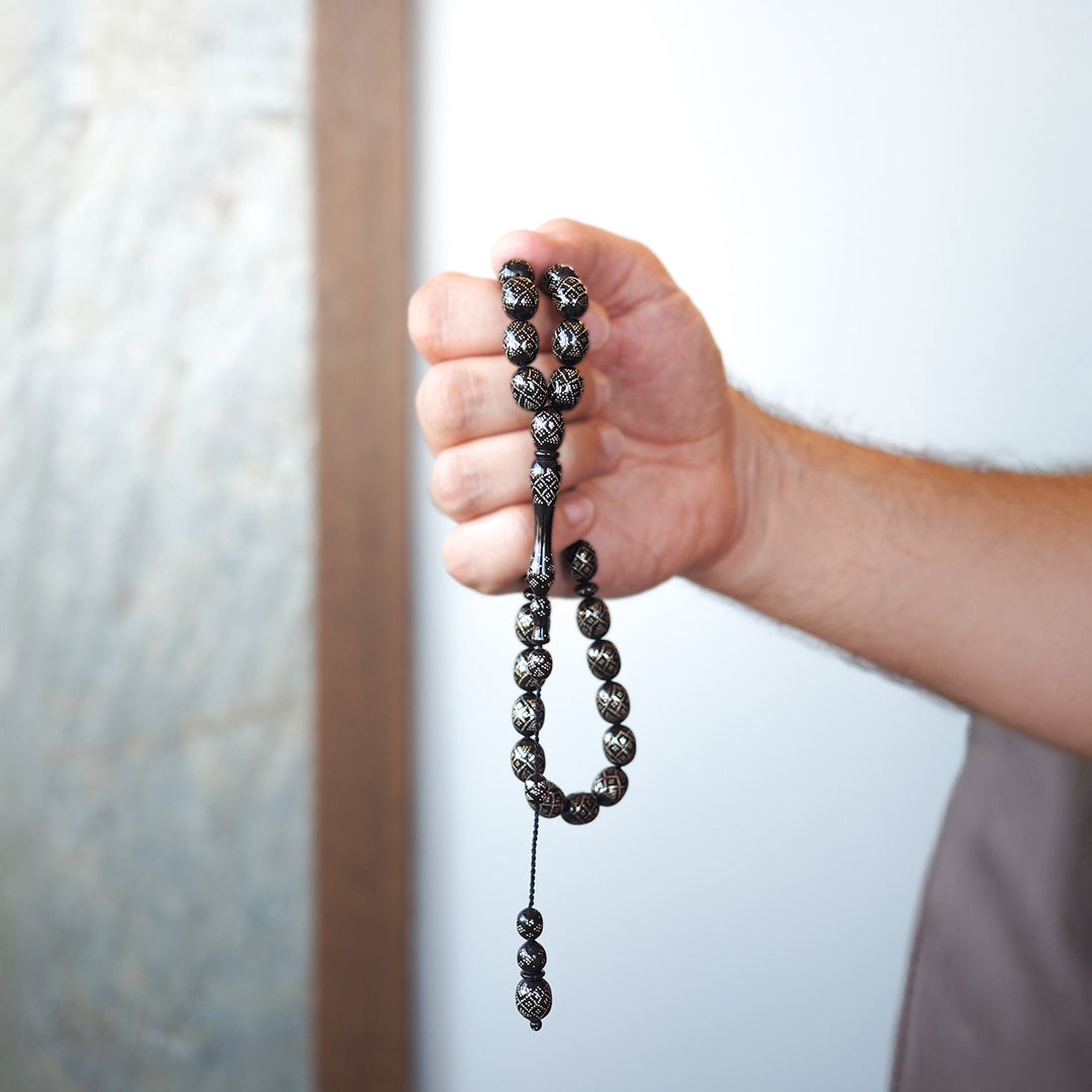 Handcrafted Silver-Inlaid Kuka Tasbeeh – WATD089