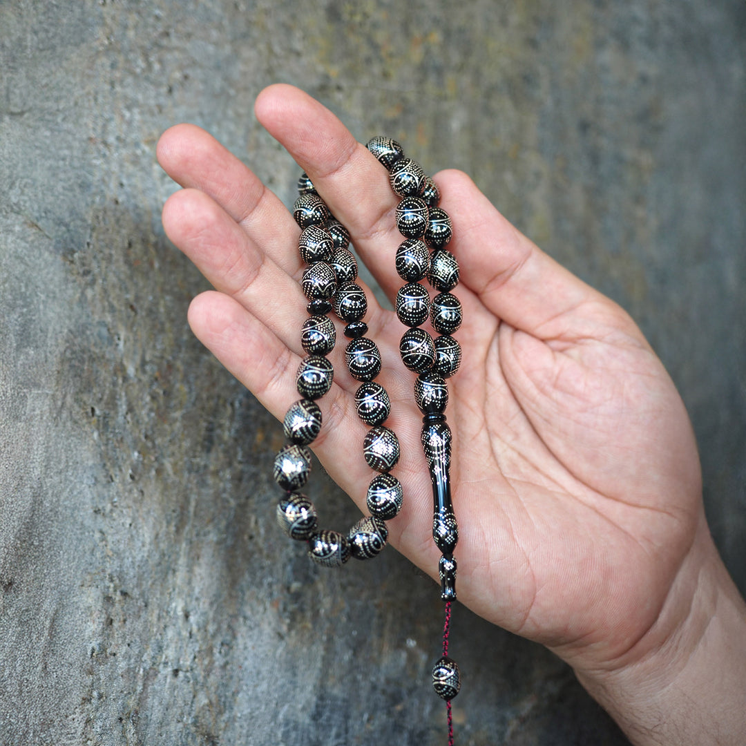 Handcrafted Silver-Inlaid Kuka Tasbeeh – WATD090