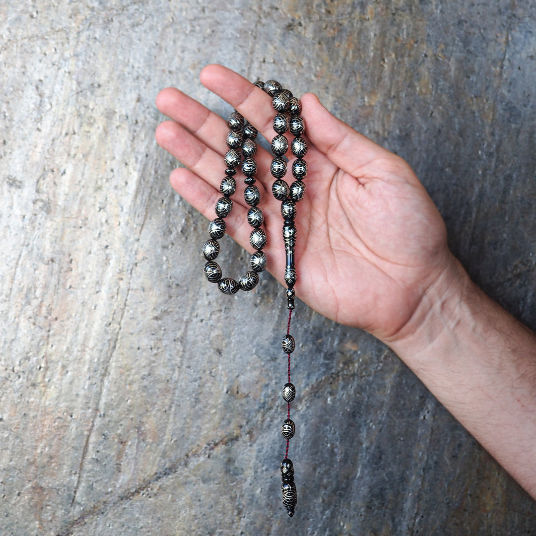 Handcrafted Silver-Inlaid Kuka Tasbeeh – WATD090