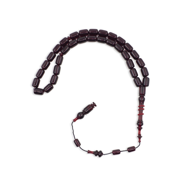 Ringed Model Capsule-Cut Fire Amber Tasbeeh - WATD1004