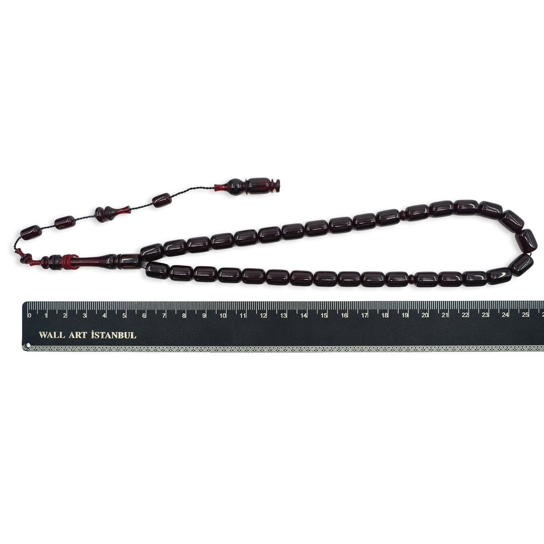 Ringed Model Capsule-Cut Fire Amber Tasbeeh - WATD1004