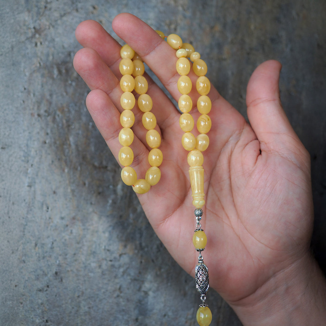 Genuine Baltic Amber Tasbeeh with Special Silver Tassel – WATD105