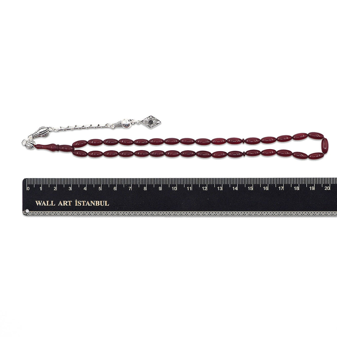 Oval-Cut Fire Amber Tasbeeh with Tassel - WATD1064