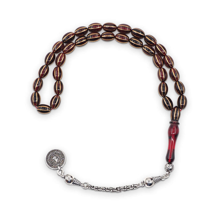 Split-Cut Fire Amber Tasbeeh with Tassel - WATD1068