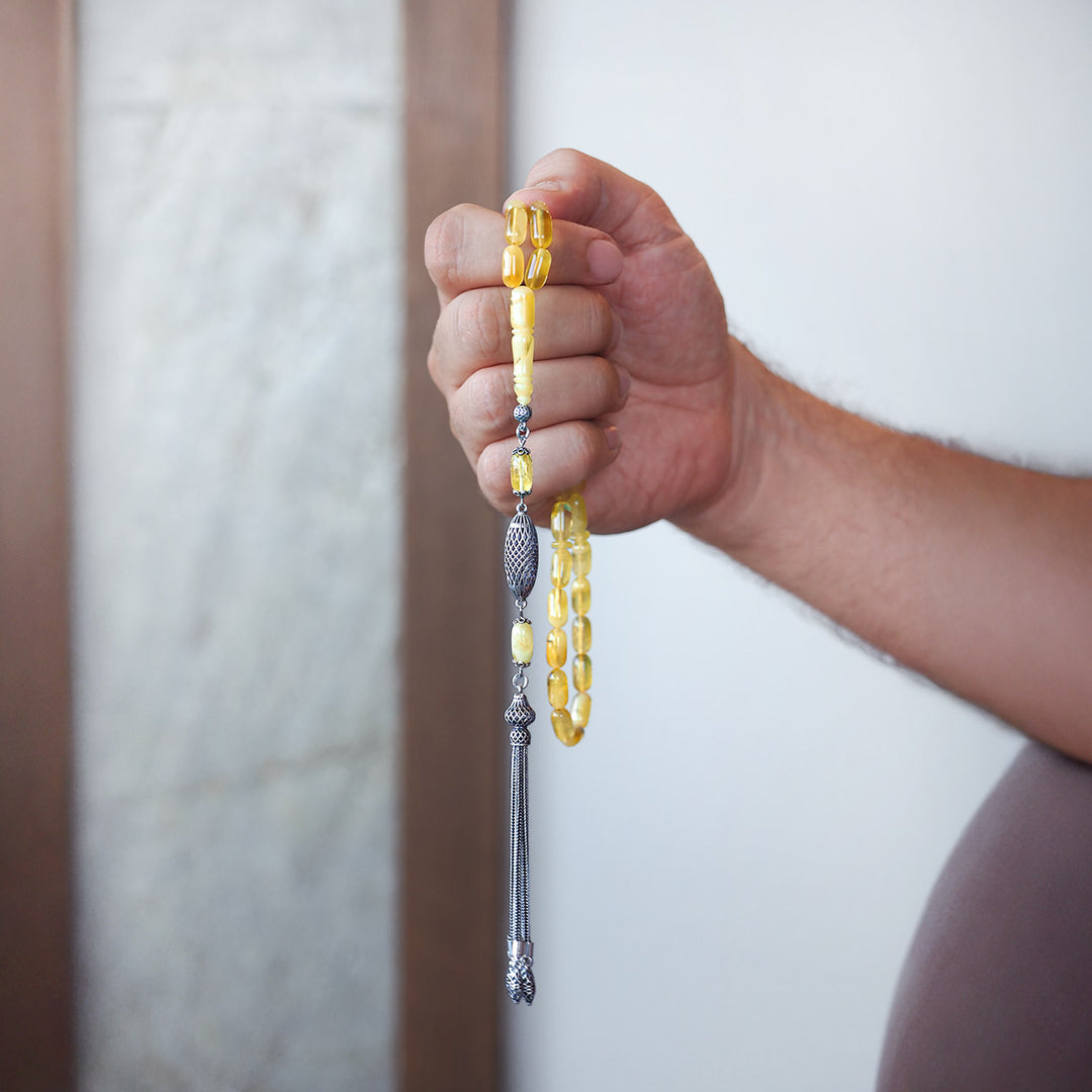 Genuine Baltic Amber Tasbeeh with Special Silver Tassel – WATD106