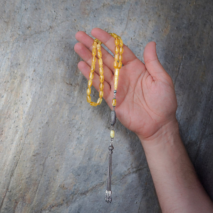 Genuine Baltic Amber Tasbeeh with Special Silver Tassel – WATD106