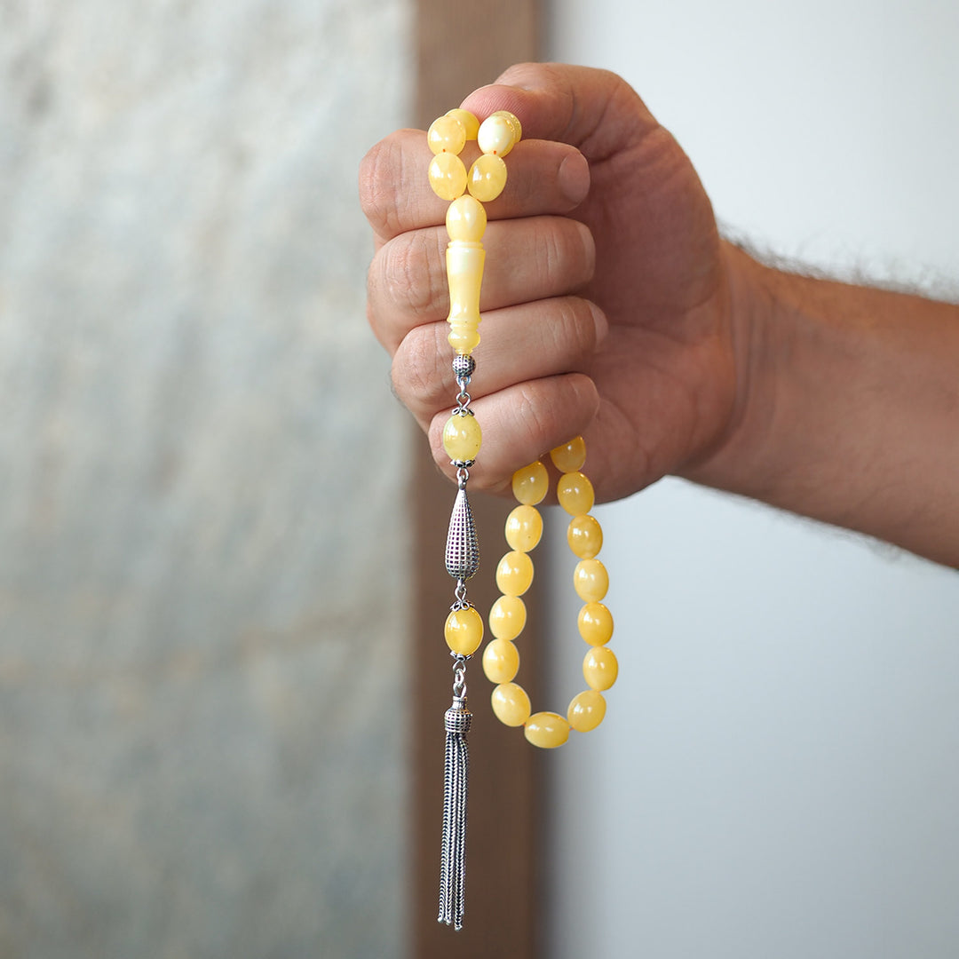 Genuine Baltic Amber Tasbeeh with Special Silver Tassel – WATD108