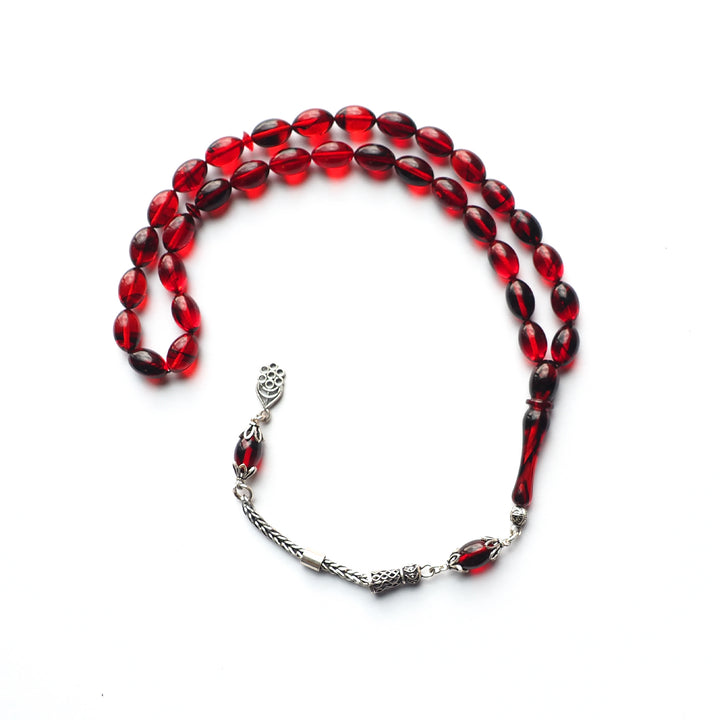 Fire Amber Tasbeeh Special Silver Tassel – WATD112