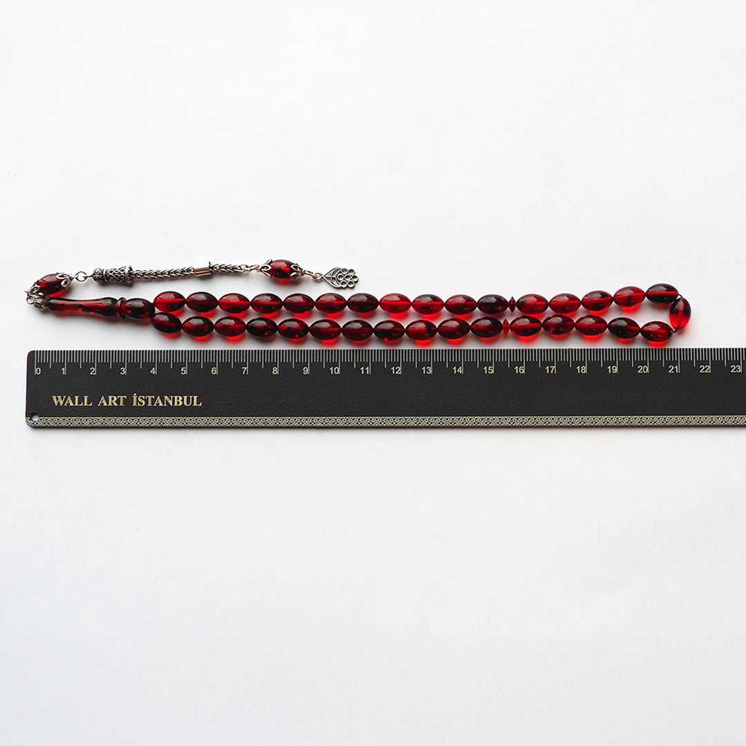 Fire Amber Tasbeeh Special Silver Tassel – WATD112