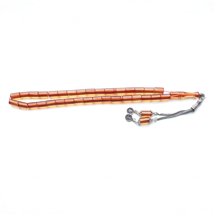 Fire Amber Tasbeeh with Special Silver Tassel – WATD123