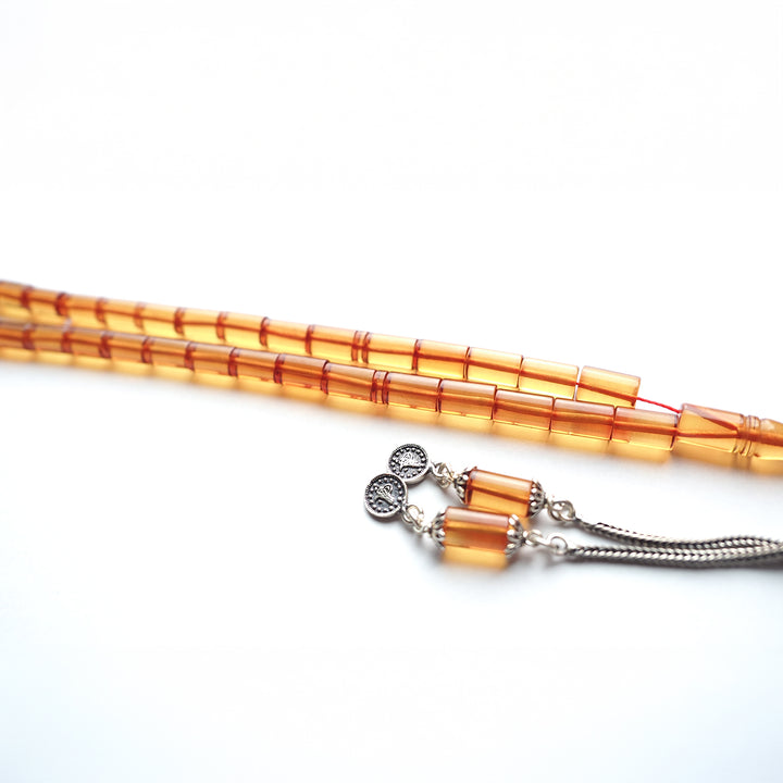 Fire Amber Tasbeeh with Special Silver Tassel – WATD123