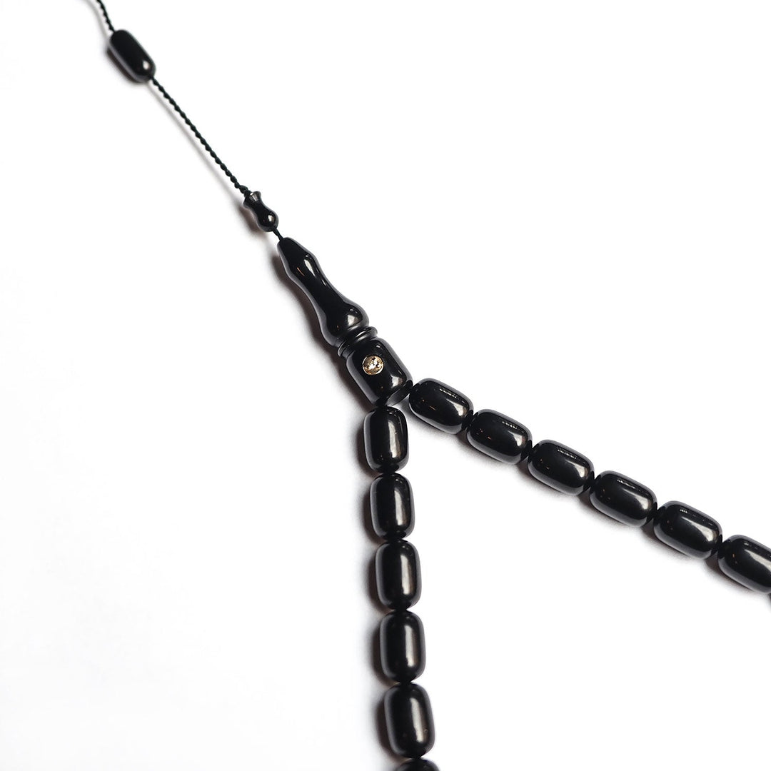 Mastercrafted Diamond-Detailed Black Pressed Amber Tasbeeh (Special Box) – WATD195