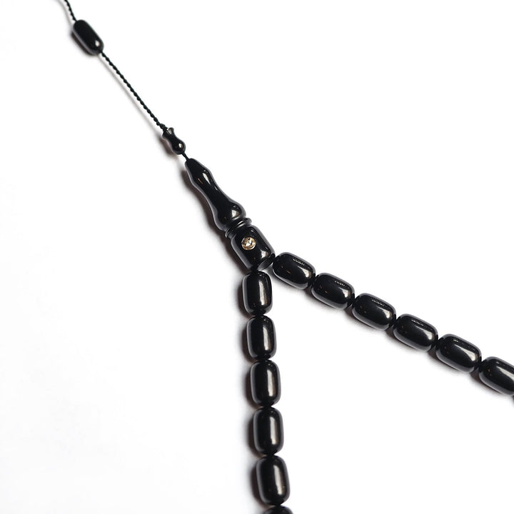 Mastercrafted Diamond-Detailed Black Pressed Amber Tasbeeh (Special Box) – WATD195