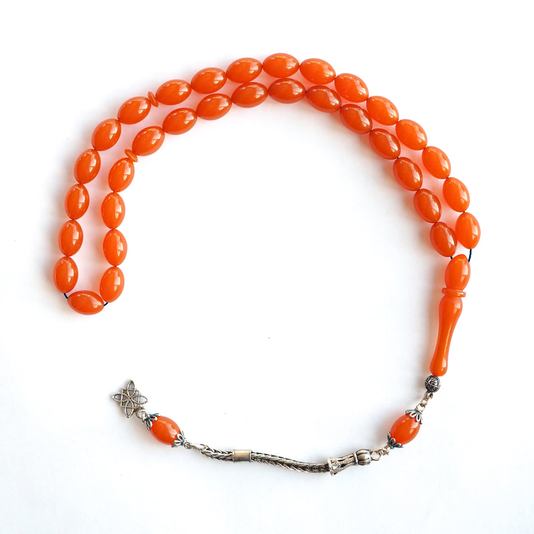 Fire Pressed Amber Tasbeeh with Silver Tassel – WATD235