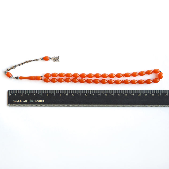 Fire Pressed Amber Tasbeeh with Silver Tassel – WATD235