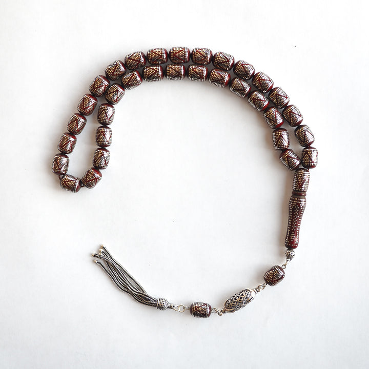 Kuka Tasbeeh with 1000-Fineness Pure Silver Inlay – WATD240