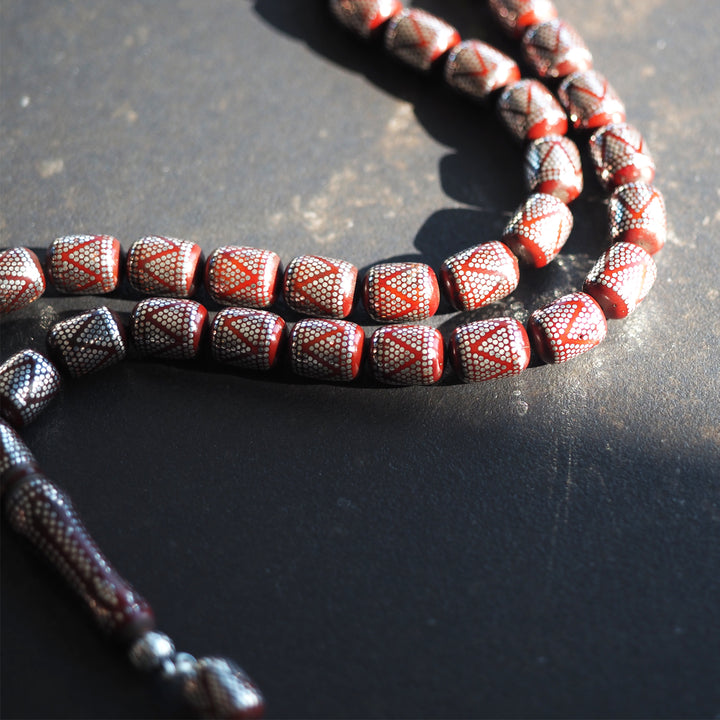 Kuka Tasbeeh with 1000-Fineness Pure Silver Inlay – WATD240