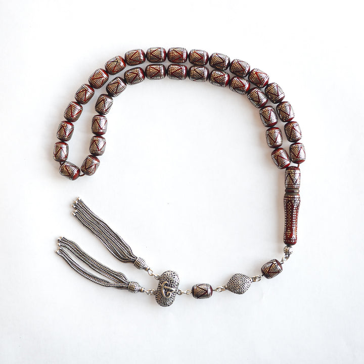 Kuka Tasbeeh with 1000-Fineness Pure Silver Inlay – WATD241