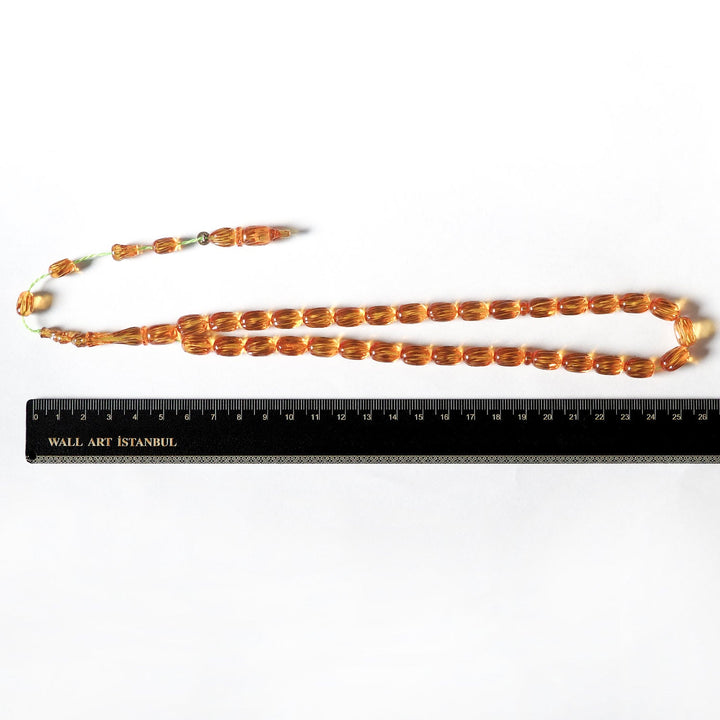Pressed Amber Prayer Beads with Faceted, Pencil-Carved Design – WATD243