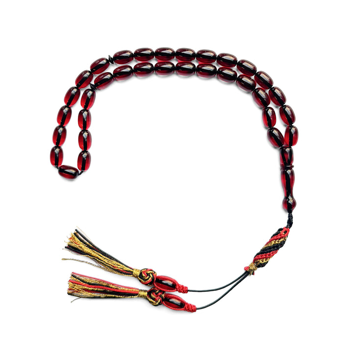 Fire Amber Egg Cut Tasbeeh with Handwoven Macramé Tassel – WATD277