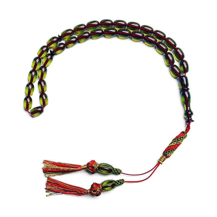 Fire Amber Egg Cut Tasbeeh with Handwoven Macramé Tassel – WATD280