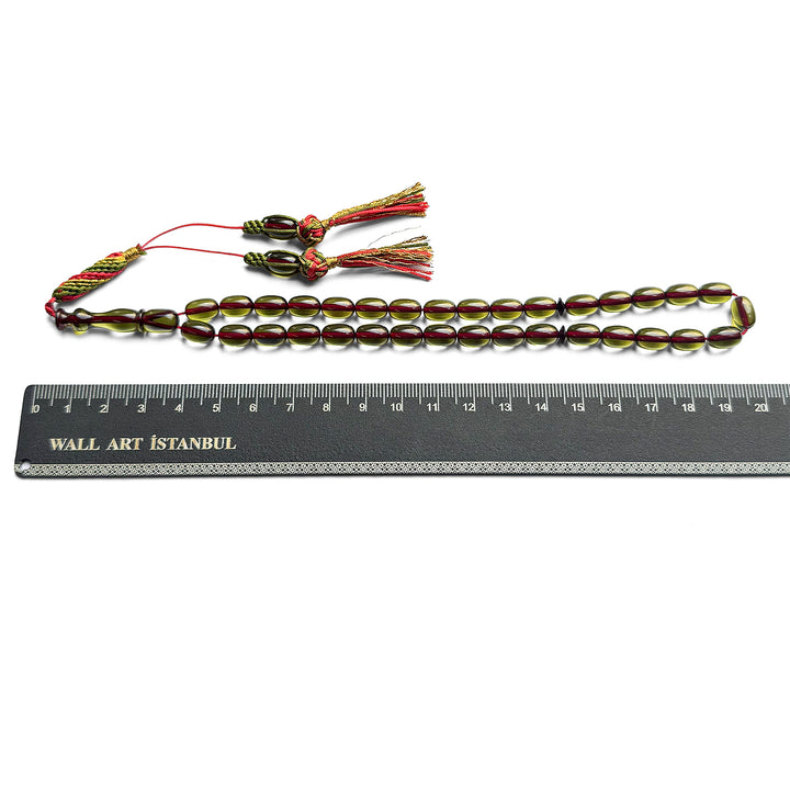 Fire Amber Egg Cut Tasbeeh with Handwoven Macramé Tassel – WATD280