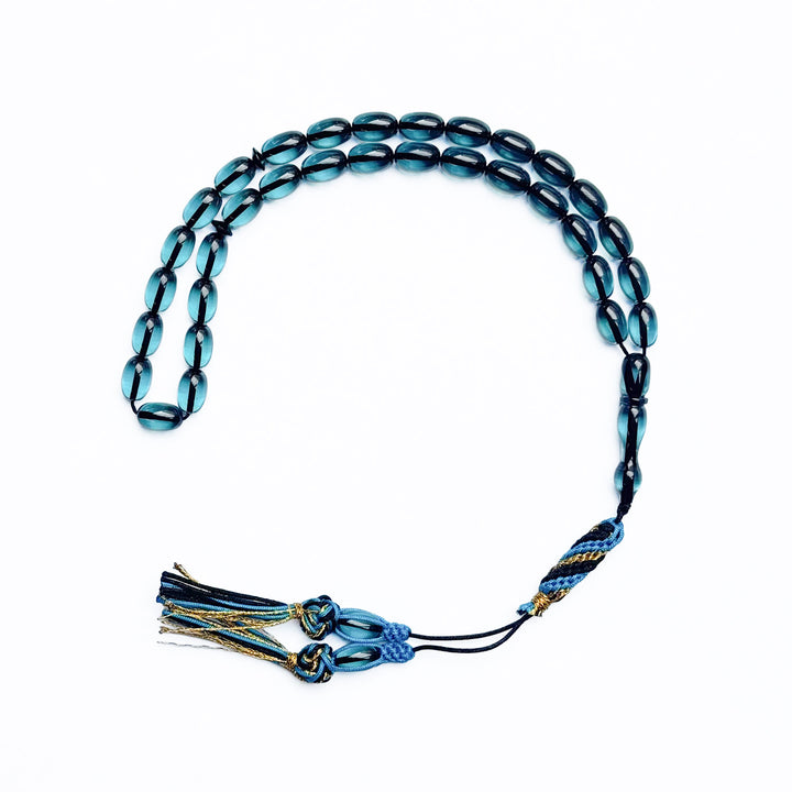 Fire Amber Egg Cut Tasbeeh with Handwoven Macramé Tassel – WATD281