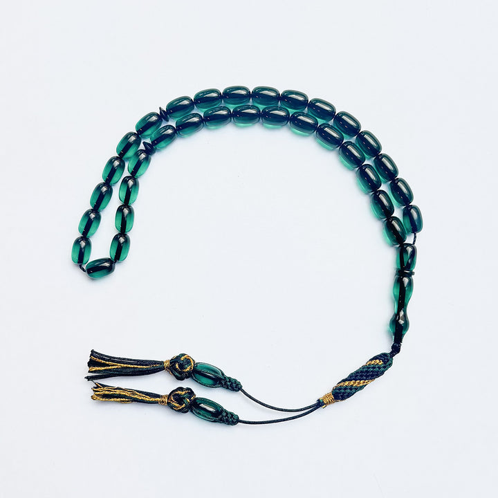 Fire Amber Egg Cut Tasbeeh with Handwoven Macramé Tassel – WATD282