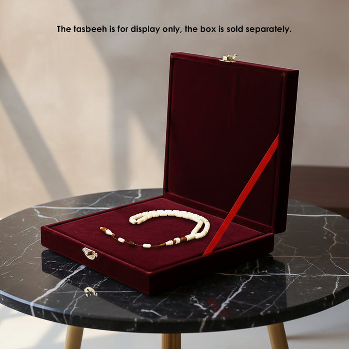 Exclusive Velvet-Covered Wooden Tasbeeh Box – WATD321