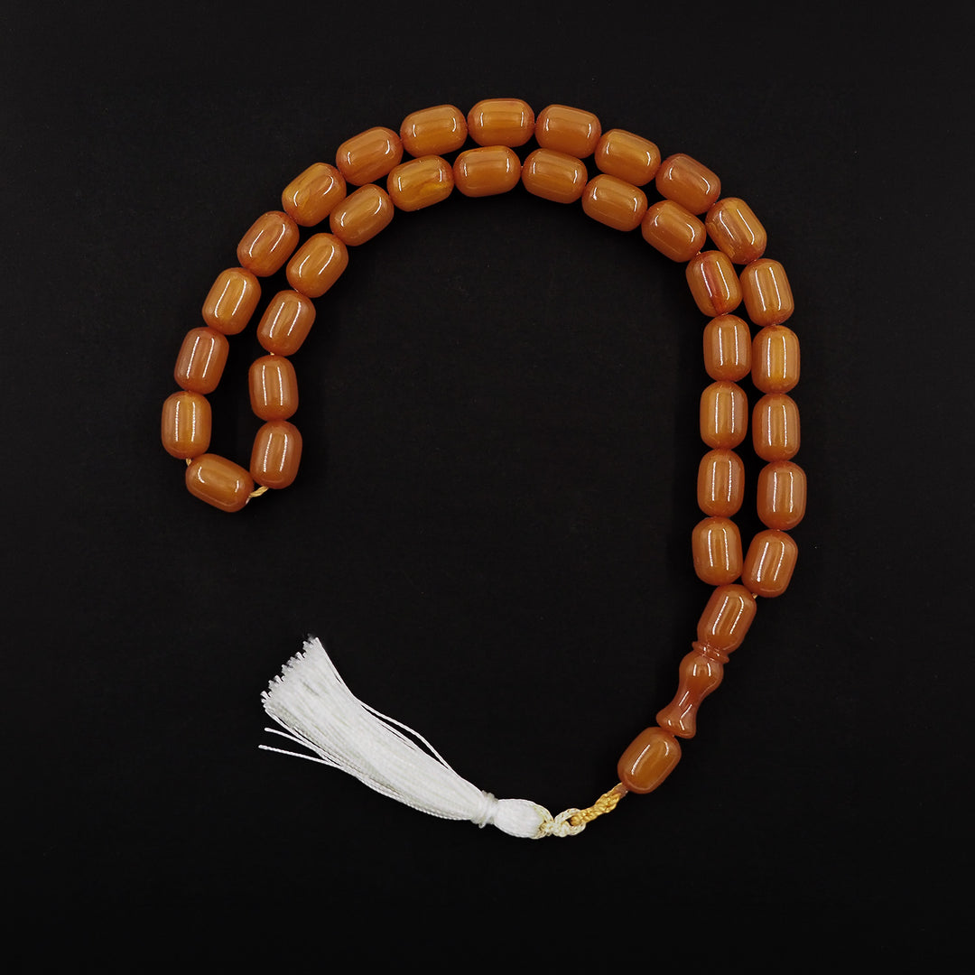 Capsule Cut Pressed Amber Tasbeeh with Cream Tassel – WATD350