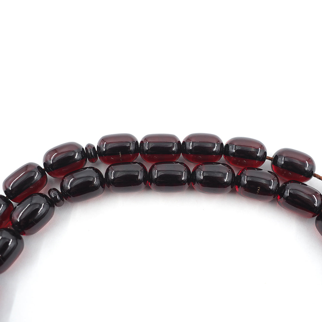 Capsule Cut Pressed Amber Tasbeeh with Burgundy Tassel – WATD351