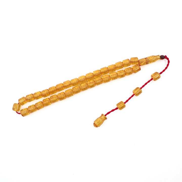 Capsule Cut Pressed Amber Tasbeeh with Red Cord – WATD355