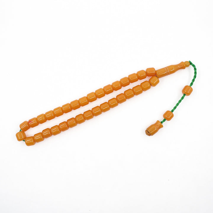 Capsule Cut Pressed Amber Tasbeeh with Green Cord – WATD356