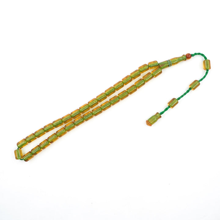 Capsule Cut Pressed Amber Tasbeeh with Green Cord – WATD364