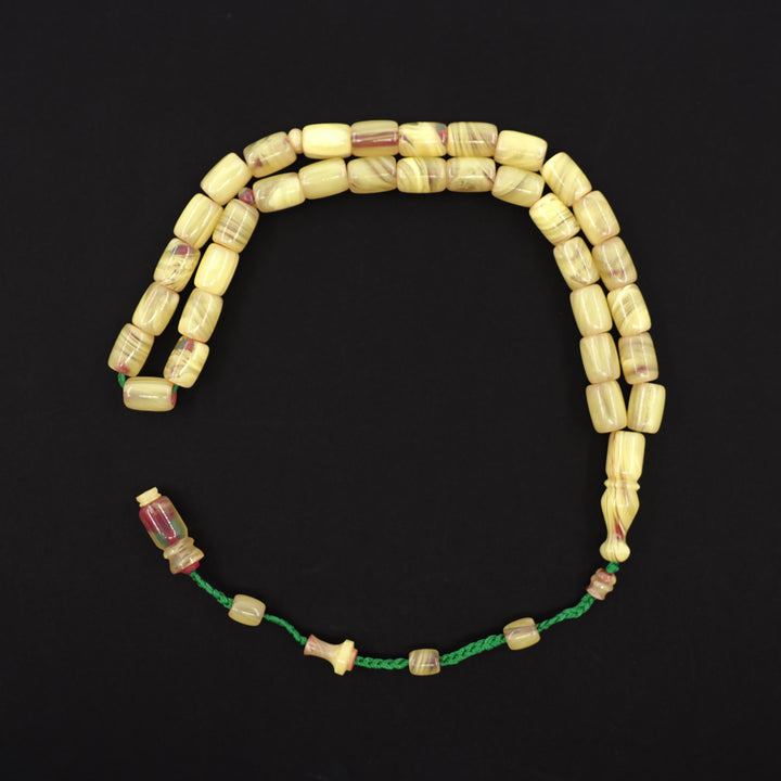 Pressed Amber Tasbeeh with Capsule Cut &amp; Countersunk Beads – WATD370