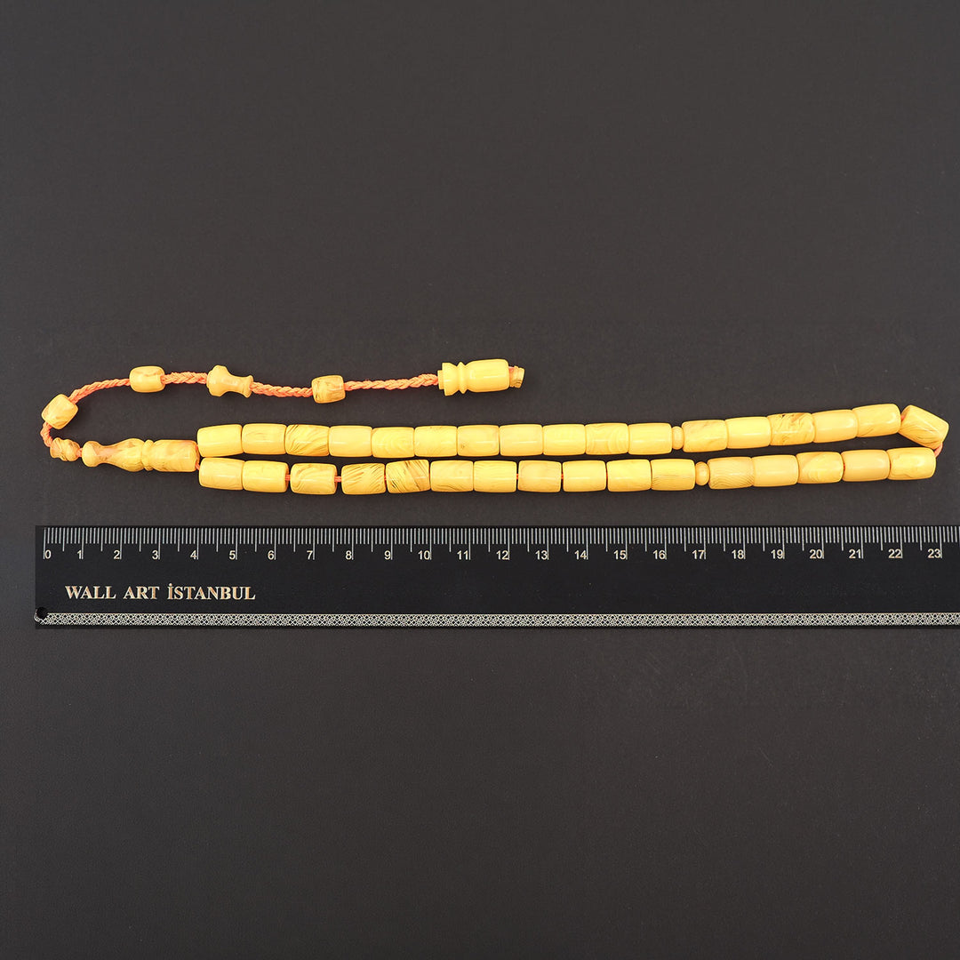 Master Signed Pressed Amber Tasbeeh with Faceted Cut &amp; Countersunk Beads – WATD373
